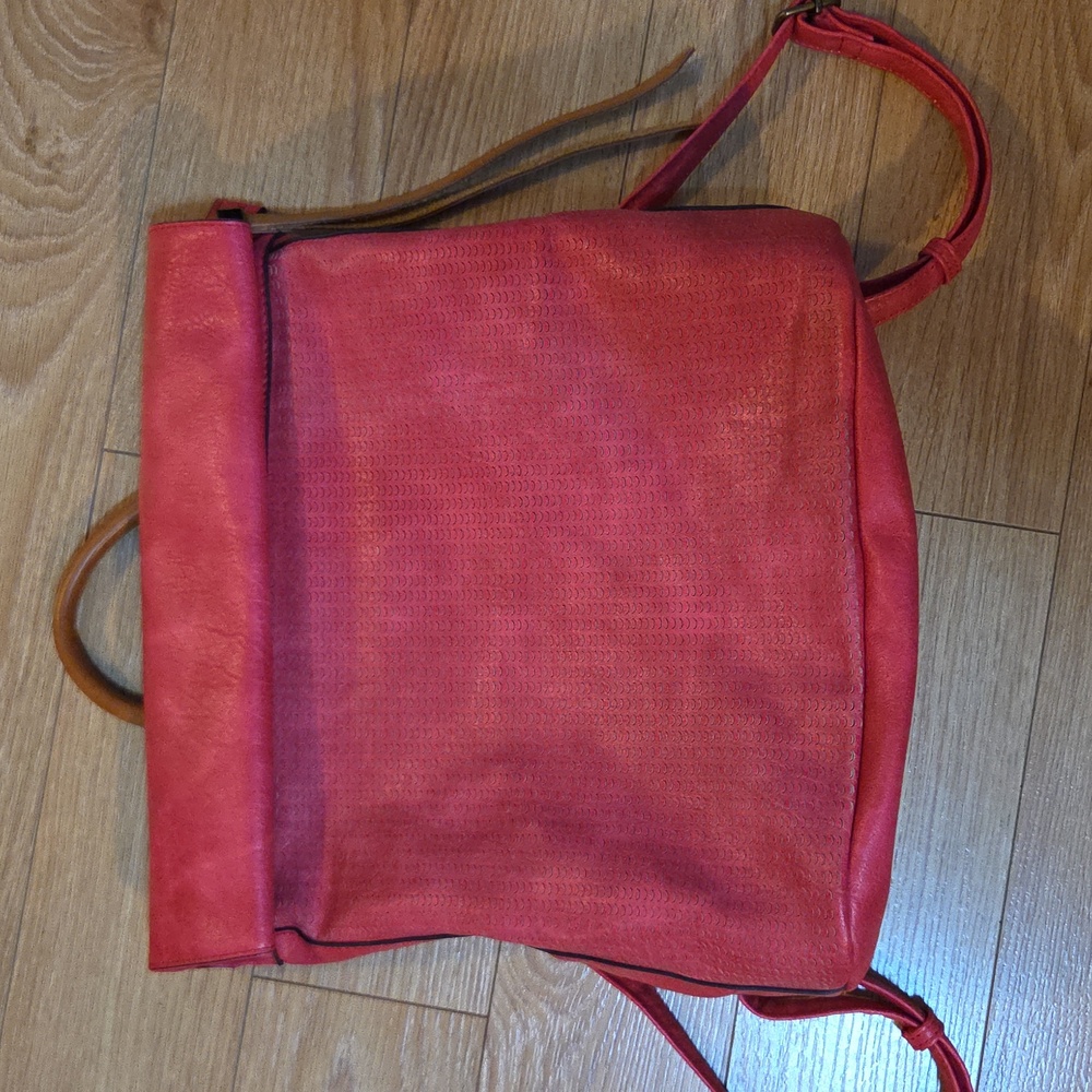 Vintage Red or Dark Pink Leather Backpack